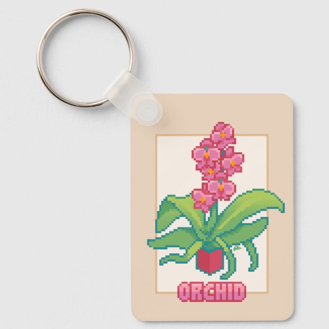 Chaveiro Orchid, orchidee, pixelart, Pixel Art (Frente)