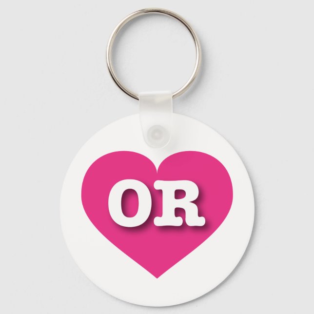 Chaveiro Oregon Hot Pink Heart - Eu amo OR (Frente)