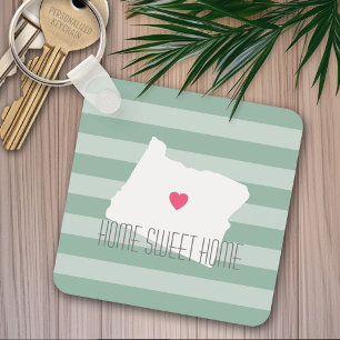 Chaveiro Oregon Map Home State Love with Custom Heart