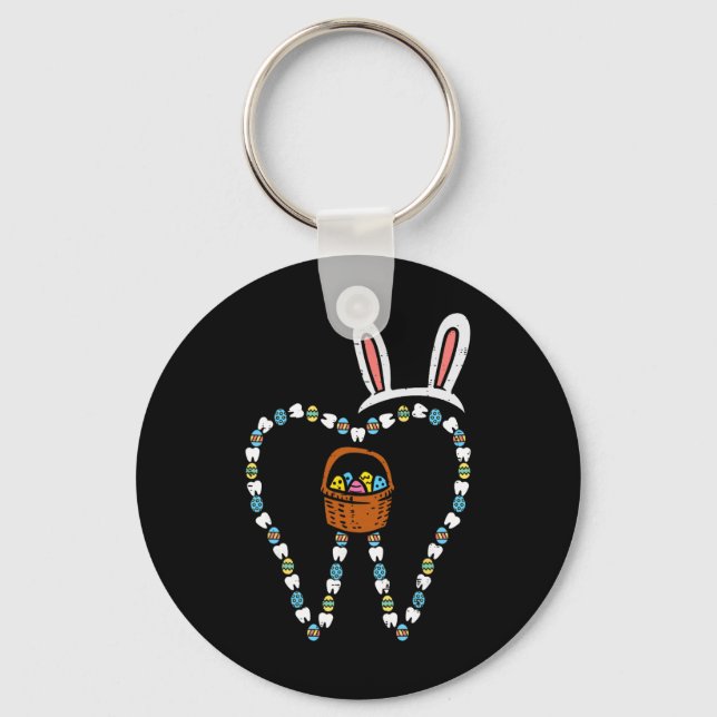 Chaveiro Orelhas de Bunny de Dente de Páscoa Dentes Dentist (Frente)
