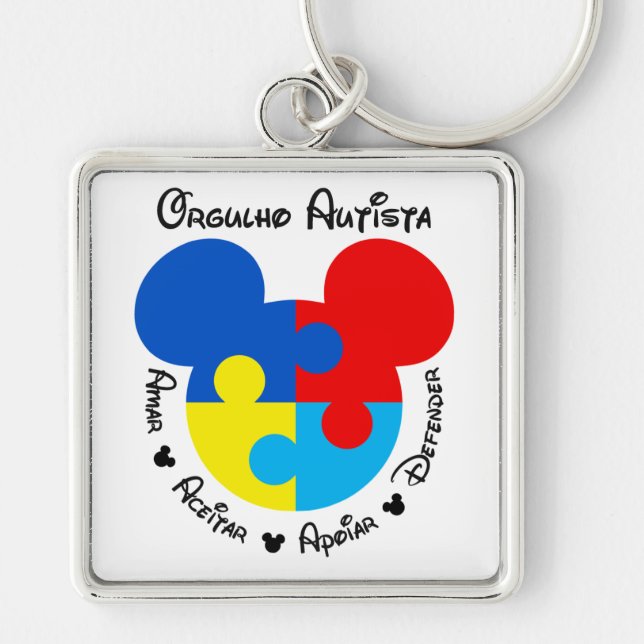 Chaveiro Orgulho Autista Mickey Puzzle (Frente)