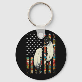 Chaveiro Orgulho de pena da tribo nativa da bandeira americ