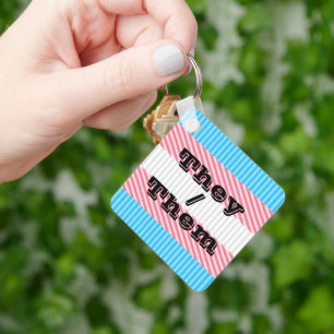 Chaveiro Orgulho de Transgênero de Stripe de Boho Pronoun P