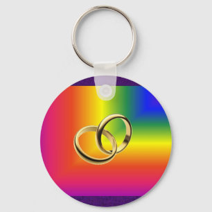 Chaveiro Orgulho do arco-íris com alianças de casamento