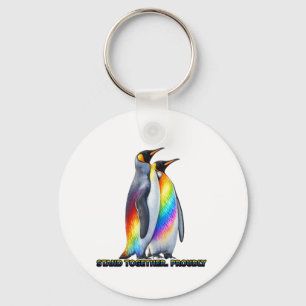 Chaveiro Orgulho do Pinguim Arco-íris – Ficar Juntos 