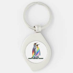Chaveiro Orgulho do Pinguim Arco-Íris – Fique Juntos com Or