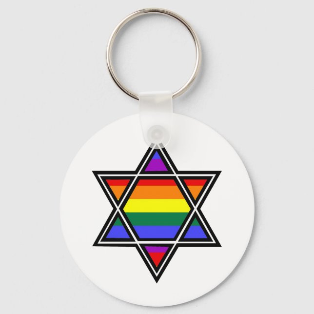 Chaveiro Orgulho gay do Rainbow Star personalizável de Davi (Frente)