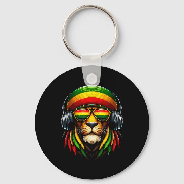 Chaveiro Orgulho jamaicano Rasta Reggae Lion com Cabeça de  (Frente)