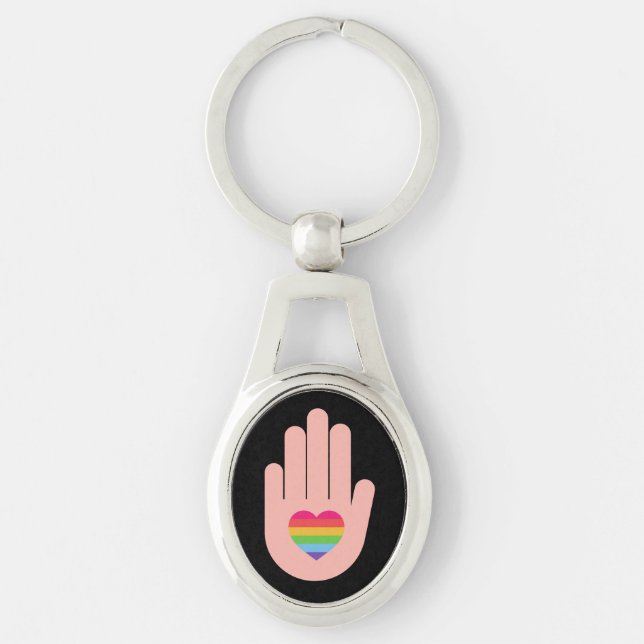 Chaveiro Orgulho lgbtq amor estranho. cor arco-íris (Frente)