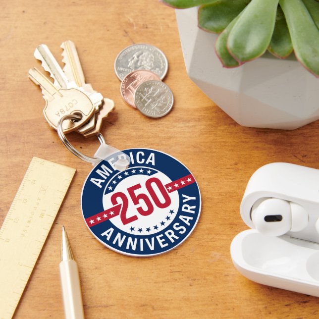 Chaveiro Orgulho Vermelho, Branco e Azul do 250º Aniversári (Mesa)