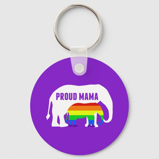 Chaveiro Orgulhosa Orgulho gay de Elefante LGBT Mãe Roxo (Frente)