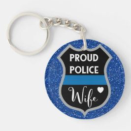 Chaveiro orgulhoso acrílico da esposa da polícia