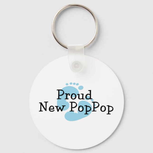 Chaveiro Orgulhoso Novo Bebê Menino Pegadas PopPop (Frente)