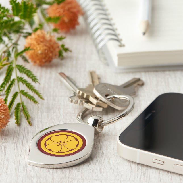 Chaveiro Oriental Yellow Red Sakai Japão Mon Kamon Art (Lateral)