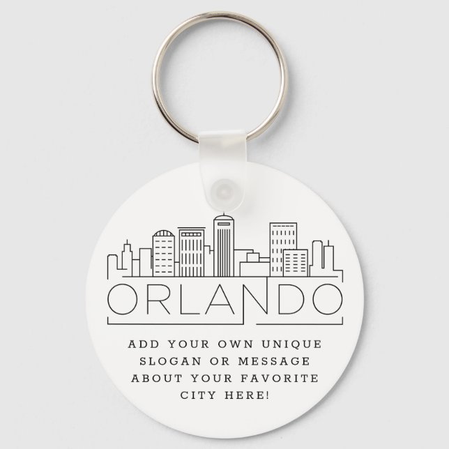 Chaveiro Orlando, Flórida Estilizou Skyline | Slogan Person (Frente)
