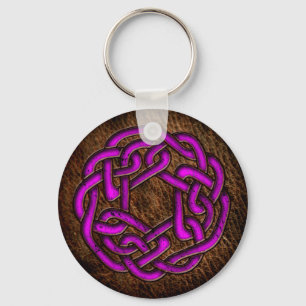 Chaveiro ornamento celta roxo brilhante em couro