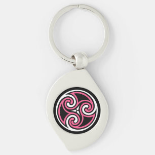 Chaveiro Ornamento Celtic Triskele, Fuchsia, Preto e Branco
