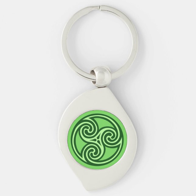Chaveiro Ornamento Céltico Triskele, Limão e Verde Escuro (Frente)