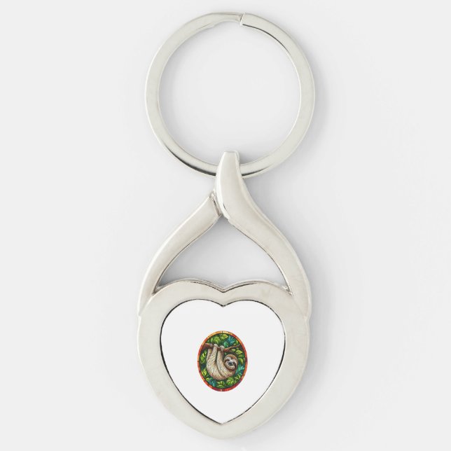 Chaveiro Ornamento De Vidro Escondido, Cute Sloth (Frente)