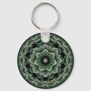Chaveiro Ornamento redondo fractal ornamentado verde