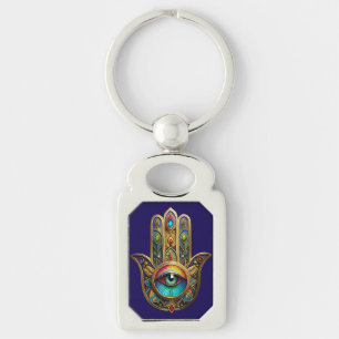 Chaveiro Ornate Dourado Colorido Hamsa Verde no Terceiro Ol
