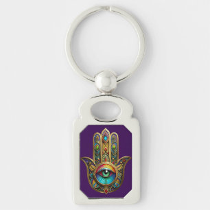Chaveiro Ornate Dourado Colorido Hamsa Verde no Terceiro Ol