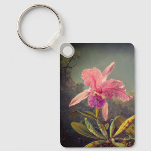 Chaveiro Orquídea de Cattleya e três beija-flores