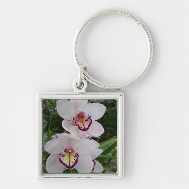 Chaveiro Orquídeas Brancas Lindas Flores Tropicais (Frente)