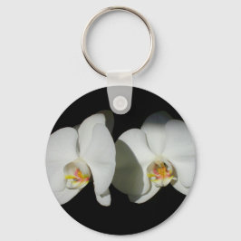 Chaveiro Orquídeas brancas românticas, foto floral tropical