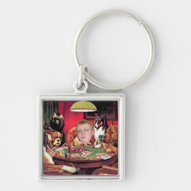 Chaveiro Os cães que jogam o repto da pintura do póquer. (Frente)