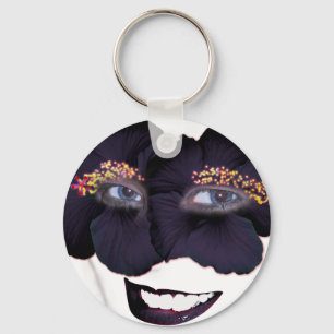 Chaveiro Os hibiscus enfrentam com sorriso - preto/roxo