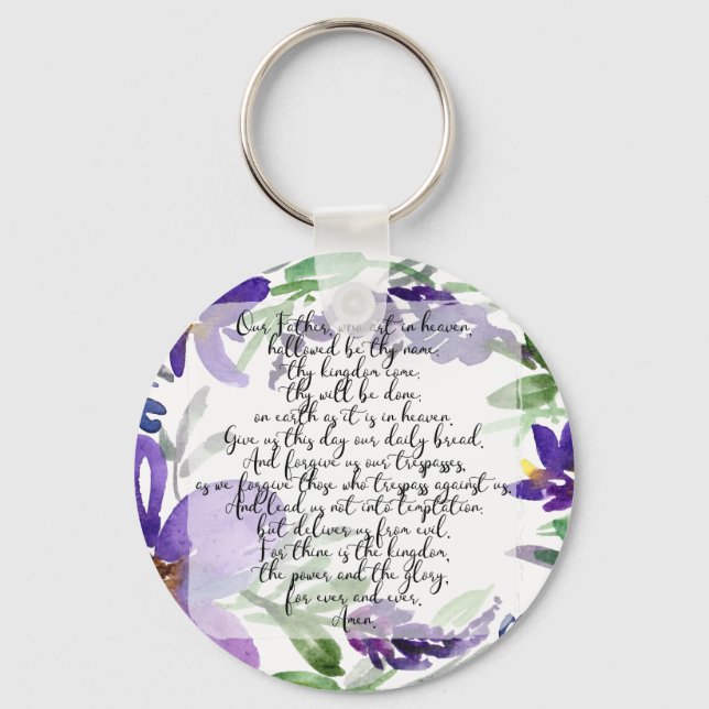 Chaveiro Os Lordes Prayer Watercolor floral (Frente)