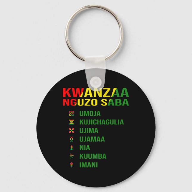 Chaveiro Os Sete Princípios De Kwanzaa - Nguzo Saba (Frente)