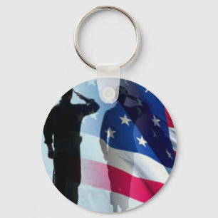 Chaveiro Os veteranos saudam a bandeira patriótica