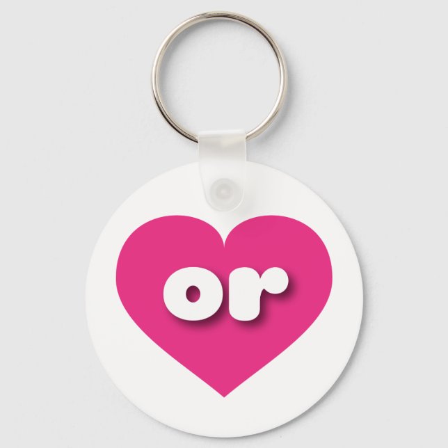 Chaveiro ou coração rosa quente - Eu amo ou (Frente)