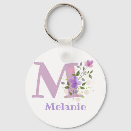 Chaveiro ou Fob de Chave em um Design Floral com N