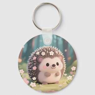 Chaveiro ouriço Adorável com Flores Floresta Kawaii