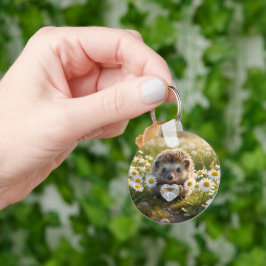 Chaveiro ouriço fofo de abril com coração de diamante