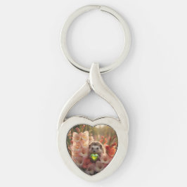 Chaveiro ouriço fofo de agosto com coração de peridoto
