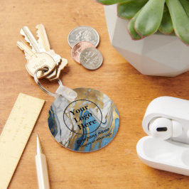 Chaveiro Ouro azul e mármore branco