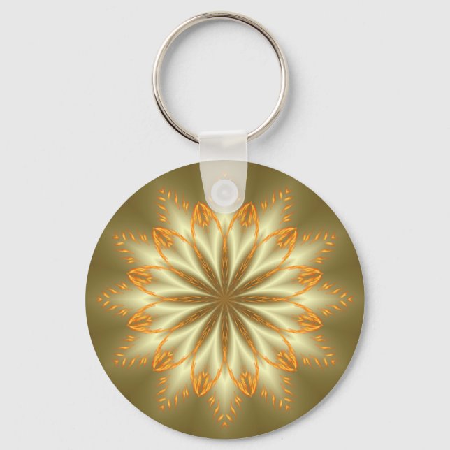 Chaveiro ouro de abstrato e flor de prata para o Natal (Frente)
