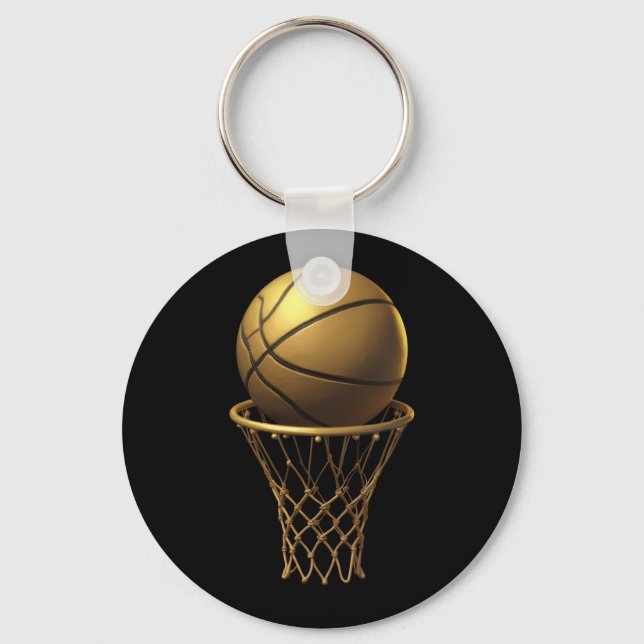 Chaveiro Ouro de basquete e Design Hoop (Frente)