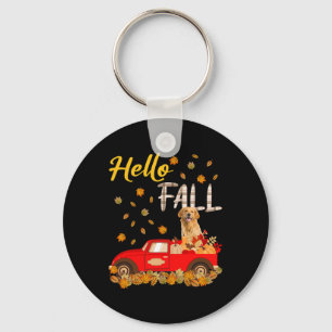 Chaveiro Ouro de queda - Leaf Autumn Red Truck Dog Lo