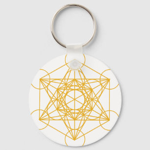 Chaveiro Ouro do cubo de Metatron