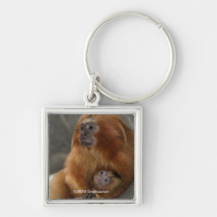 Chaveiro Ouro Lion Tamarin com bebê