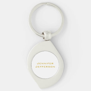 Chaveiro Ouro Metálico e Branco Profissional Moderno Elegan
