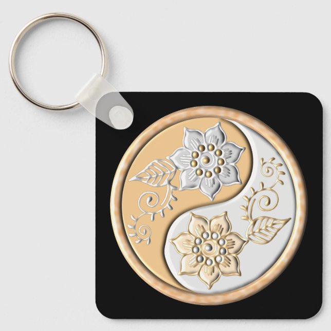 Chaveiro Ouro & Prata Yin Yang  (Frente)