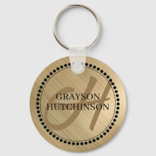 Chaveiro Ouro Preto Nome Personalizado Monograma