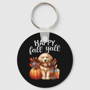Chaveiro Ouro Retriever Cachorro Pumpkin Spice Feliz Queda