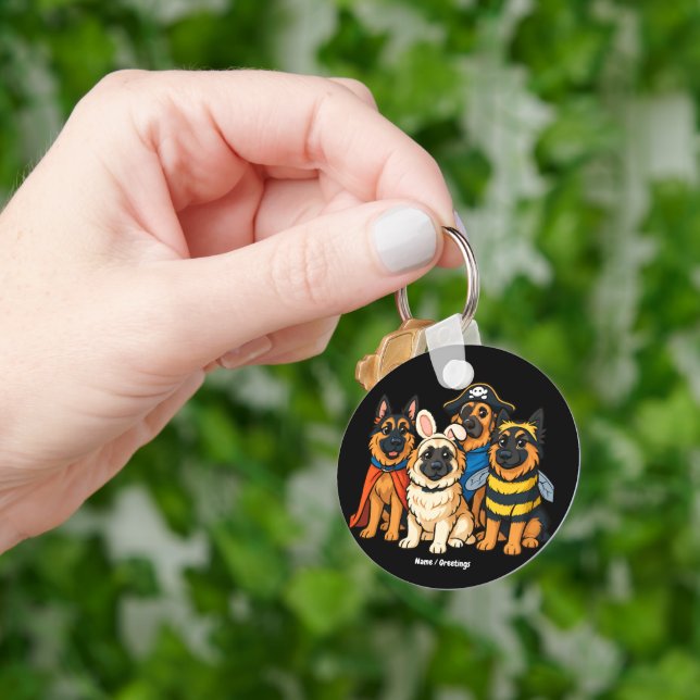 Chaveiro Ouro Shepherd Ghost Dog Halloween Engraçado Spooky (Mão)